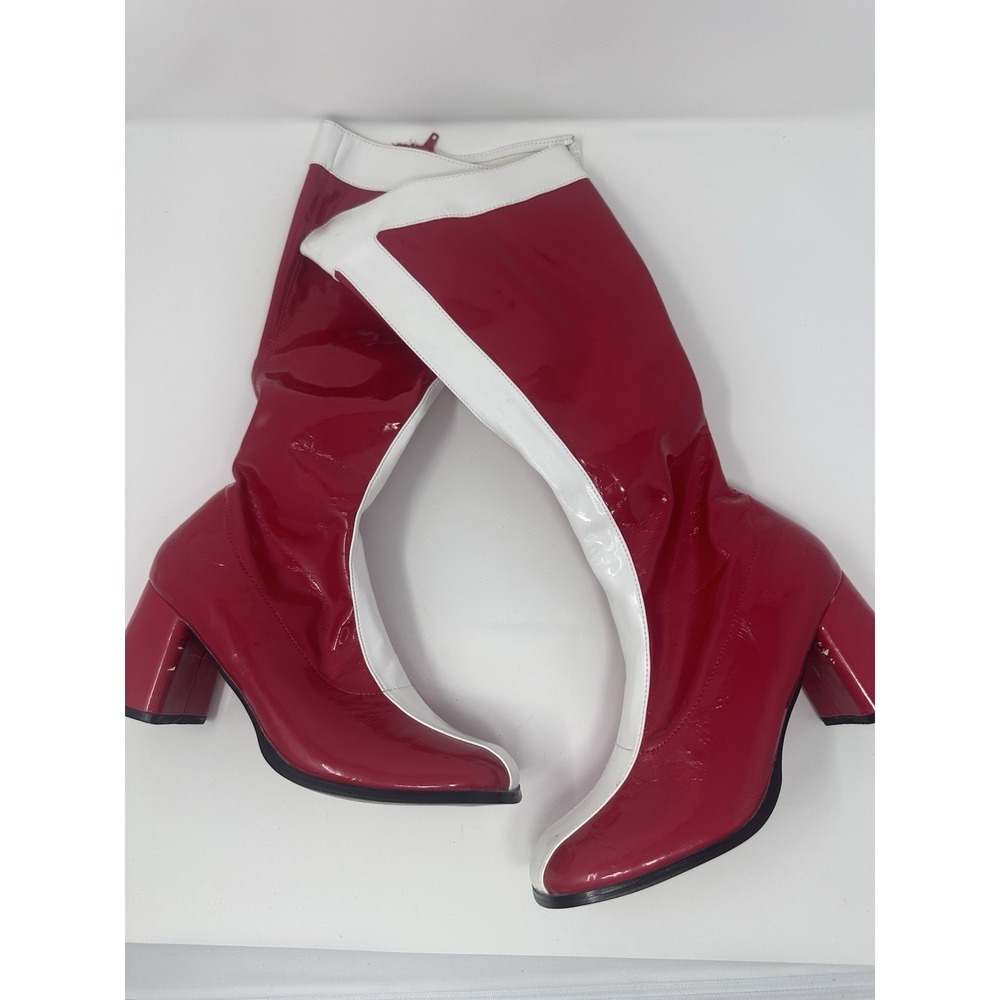 Vintage Y2K Red Faux Leather Costume Boots Size 6.5 By Fantasma